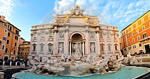 Trevi Fountain, Rome, Italy, wide angle view