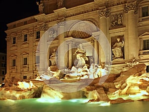 Famous Trevi fountain in Rome named Fontana di Trevi at night