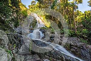 Famous tropical waterfall Namuang on koh samui island in thailand