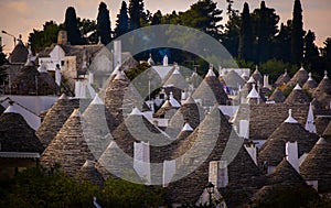 Famous Trulli houses in the city of Alberobello in Italy