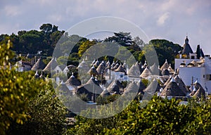 Famous Trulli houses in the city of Alberobello in Italy