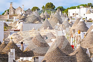 Famous Trulli Houses during a Sunny Day in Alberobello, Puglia, Italy