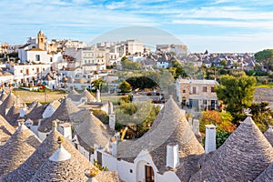 Famous Trulli Houses during a Sunny Day in Alberobello, Puglia, Italy