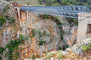 Famous truss bridge over Aradena Gorge, Crete photo