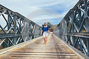 Famous truss bridge over Aradena Gorge photo