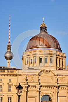 The famous TV Tower and the cupola of the rebuilt Berlin City Palace