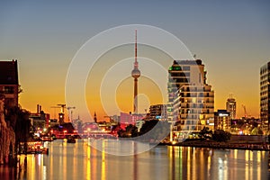 The famous TV Tower and the Spree river in Berlin