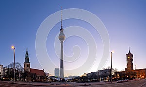 The famous TV Tower at the Alexanderplatz in Berlin at dawn photo