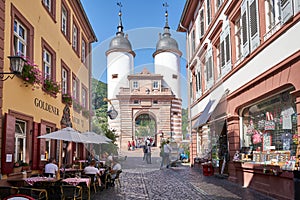 The famous Twin Towers on Karl Theodor Bridge in Heidleberg, Germany