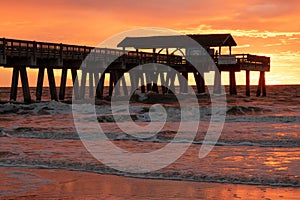 Famous Tybee Island Pier in Georgia, United States