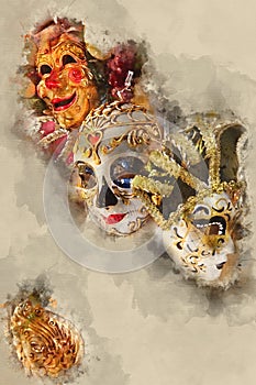 Famous Venetian masks - carnival in Venice Mardi Gras