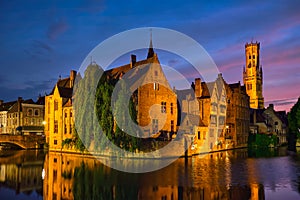 Famous view of Bruges, Belgium