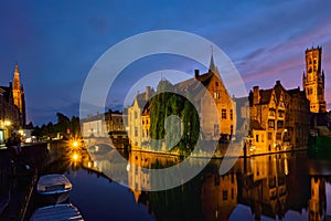 Famous view of Bruges, Belgium