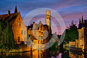 Famous view of Bruges, Belgium