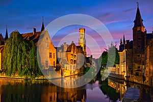 Famous view of Bruges, Belgium