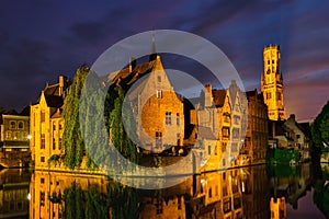 Famous view of Bruges, Belgium