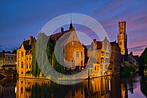 Famous view of Bruges, Belgium