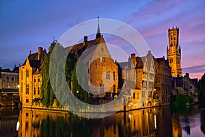 Famous view of Bruges, Belgium