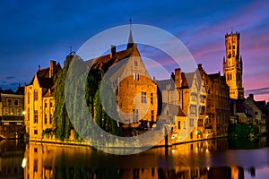 Famous view of Bruges, Belgium