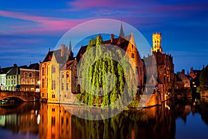 Famous view of Bruges, Belgium