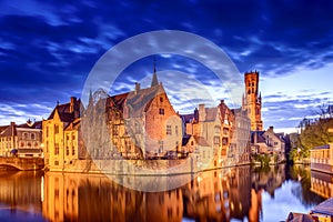 Famous view of Bruges, Belgium - Rozenhoedkaai photo