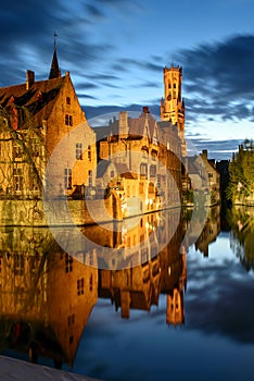 Famous view of Bruges, Belgium - Rozenhoedkaai photo