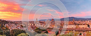 Famous view of Florence at gorgeous sunset, Italy