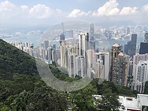 Famous view of Hong Kong skyscrapers