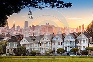 Famous view of San Francisco at Alamo Square