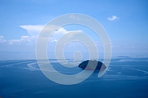 Famous viewpoint at Kao Lom Muak mountain aerial view of Ao Manao bay and Ao Manao beach. Prachuap Khiri Khan, Thailand in 14th