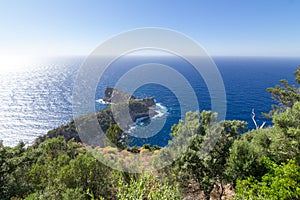 Famous viewpoint of Son Marroig over the blue Mediterranean sea.