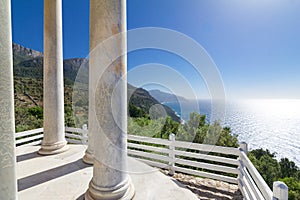 Famous viewpoint from Son Marroig over the blue Mediterranean sea. photo