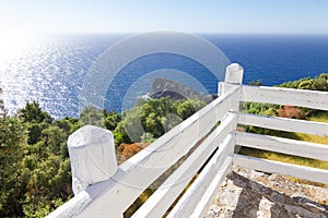 Famous viewpoint of Son Marroig over the blue Mediterranean sea. photo