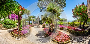 Famous Villa Rufolo gardens in Ravello at Amalfi Coast, Italy