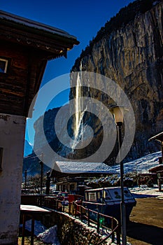 Famous village Lauterbrunnen in swiss alps - starting point for train tours in the Jungfrau region, Switzerland.