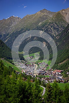 Famous village of Soelden in Austria - a popular winter sports area