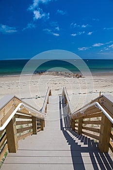 Famous Town Neck Beach Boardwalk in Sandwich, Massachusetts, USA