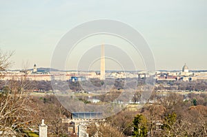 Famous Washington DC Skyline. Aerial View of the Capital of the United States of America.