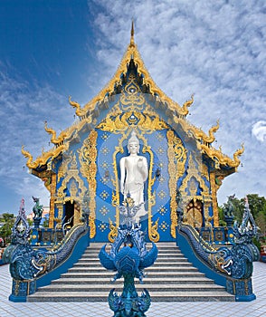 Famous Wat Rong Suea Ten, Blue Temple in Chiang Rai Province, Northern Thailand
