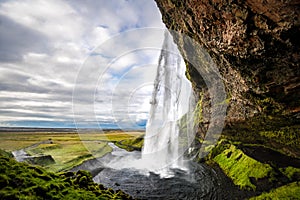 Famous waterfall Seljalandsfoss in the south of Iceland