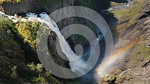 The famous waterfall Voringsfossen in Norway. Impressive beauty of Scandinavian nature