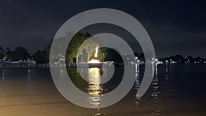 The famous white leaning Stupa in Koh Kret Thailand