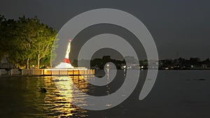 The famous white leaning Stupa in Koh Kret Thailand