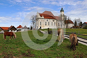 The famous Wieskirche in Steingaden in Bavaria Germany