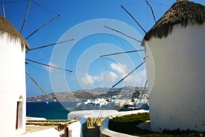 Famous windmills in Mykonos island Greece