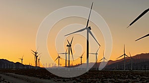 The famous windmills of Palm Springs California aerial view