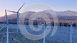 The famous windmills of Palm Springs California aerial view