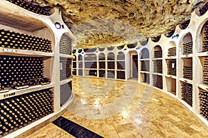 Famous wine cellars in wide perspective photo