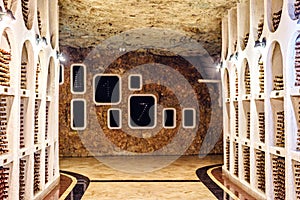 Famous wine cellars in wide perspective photo