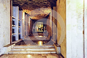Famous wine cellars in wide perspective photo